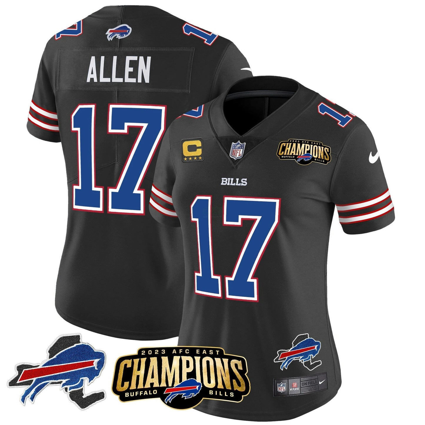 Camisa NFL Women’s 2023 AFC East Champions Patch Dourada Vapor Jersey V2