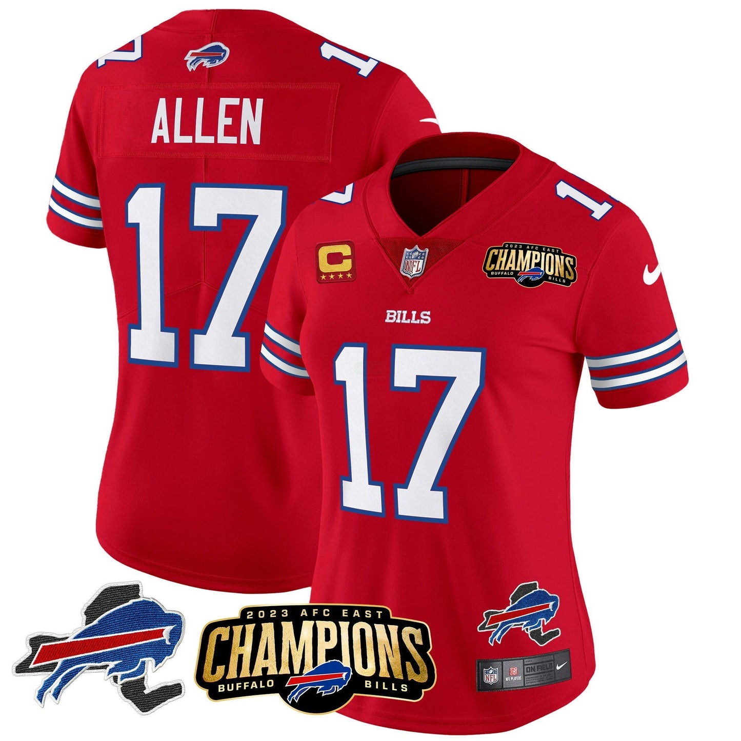 Camisa NFL Women’s 2023 AFC East Champions Patch Dourada Vapor Jersey V2