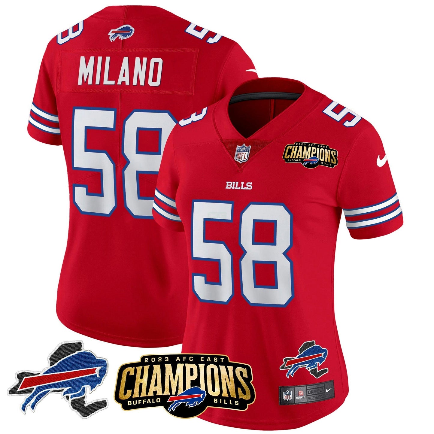 Camisa NFL Women’s 2023 AFC East Champions Patch Dourada Vapor Jersey V2