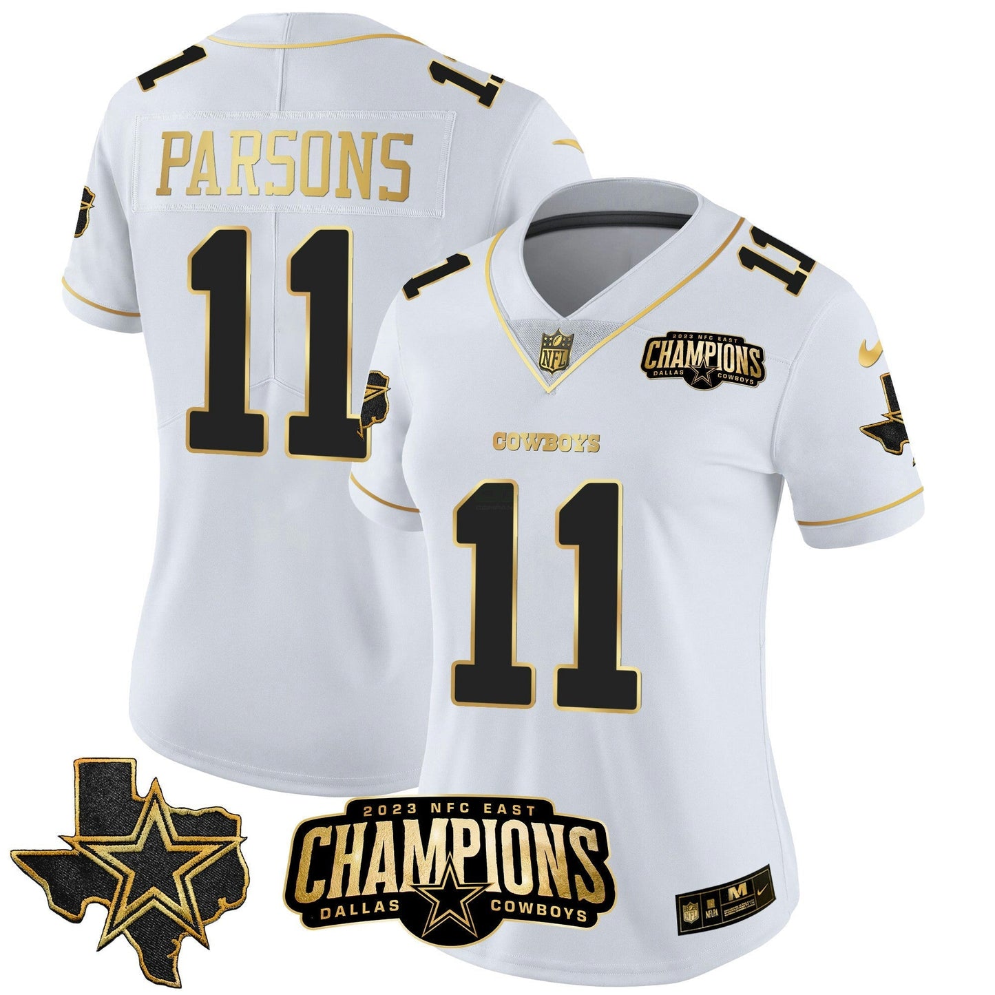 Camisa NFL Women’s 2023 NFC East Champions Patch Dourada Vapor Jersey