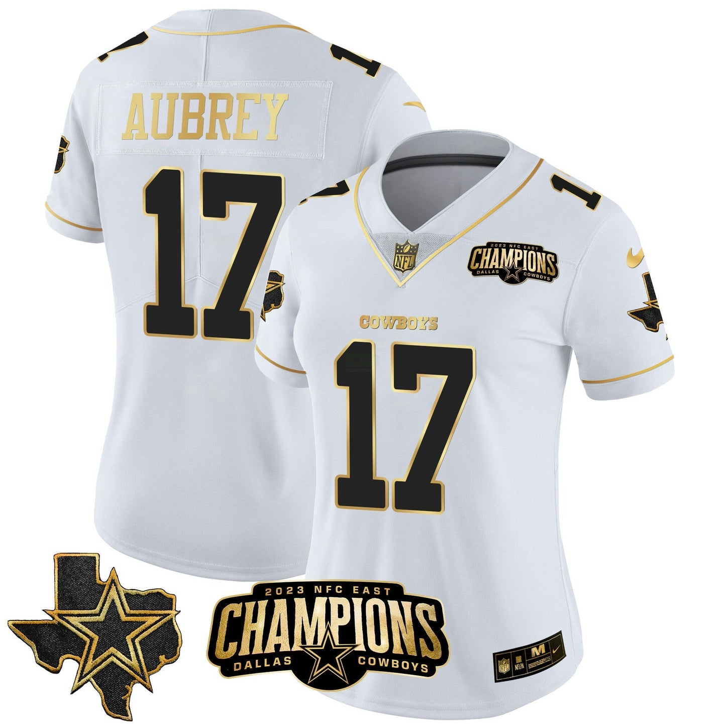 Camisa NFL Women’s 2023 NFC East Champions Patch Dourada Vapor Jersey