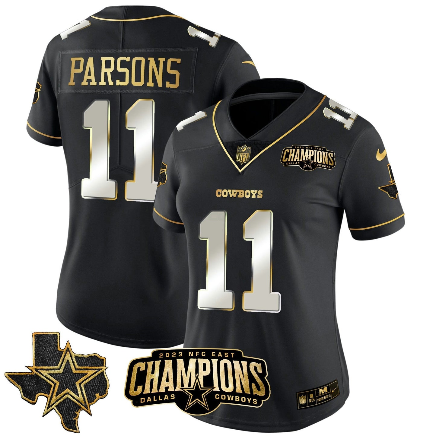 Camisa NFL Women’s 2023 NFC East Champions Patch Dourada Vapor Jersey
