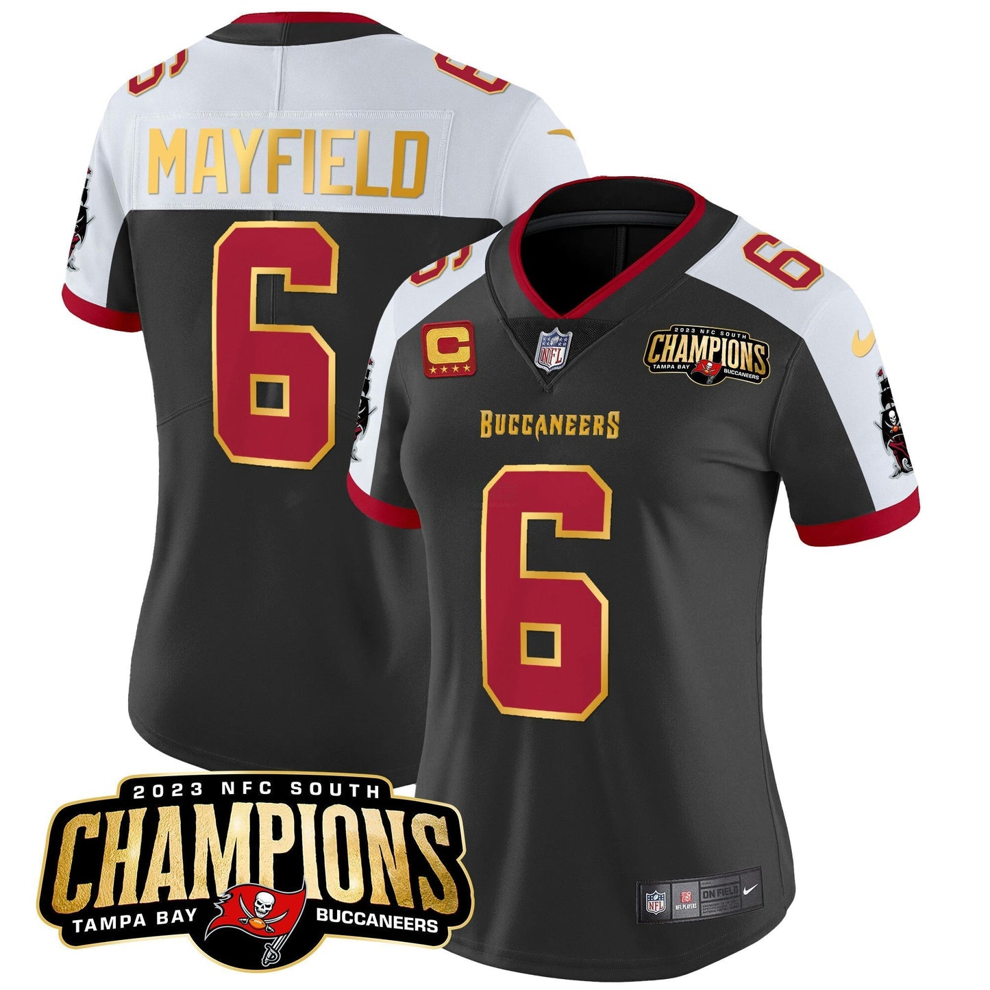 Camisa NFL Women’s 2023 NFC South Champions Patch Dourada Trim Vapor Jersey
