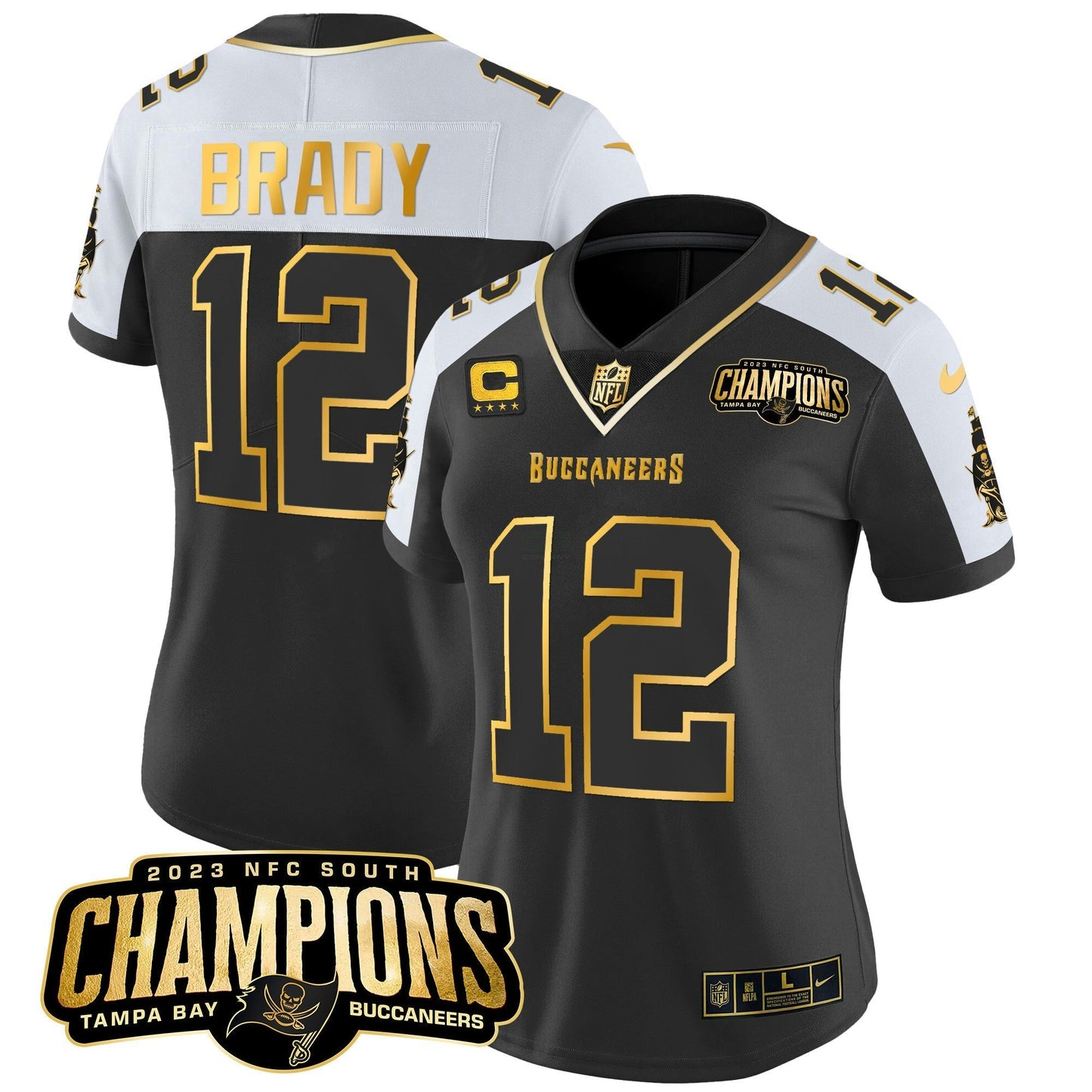 Camisa NFL Women’s 2023 NFC South Champions Patch Dourada Vapor Jersey