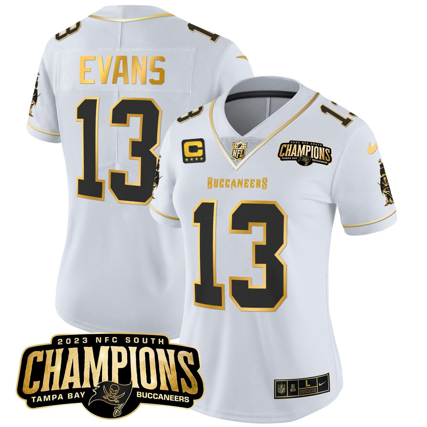 Camisa NFL Women’s 2023 NFC South Champions Patch Dourada Vapor Jersey