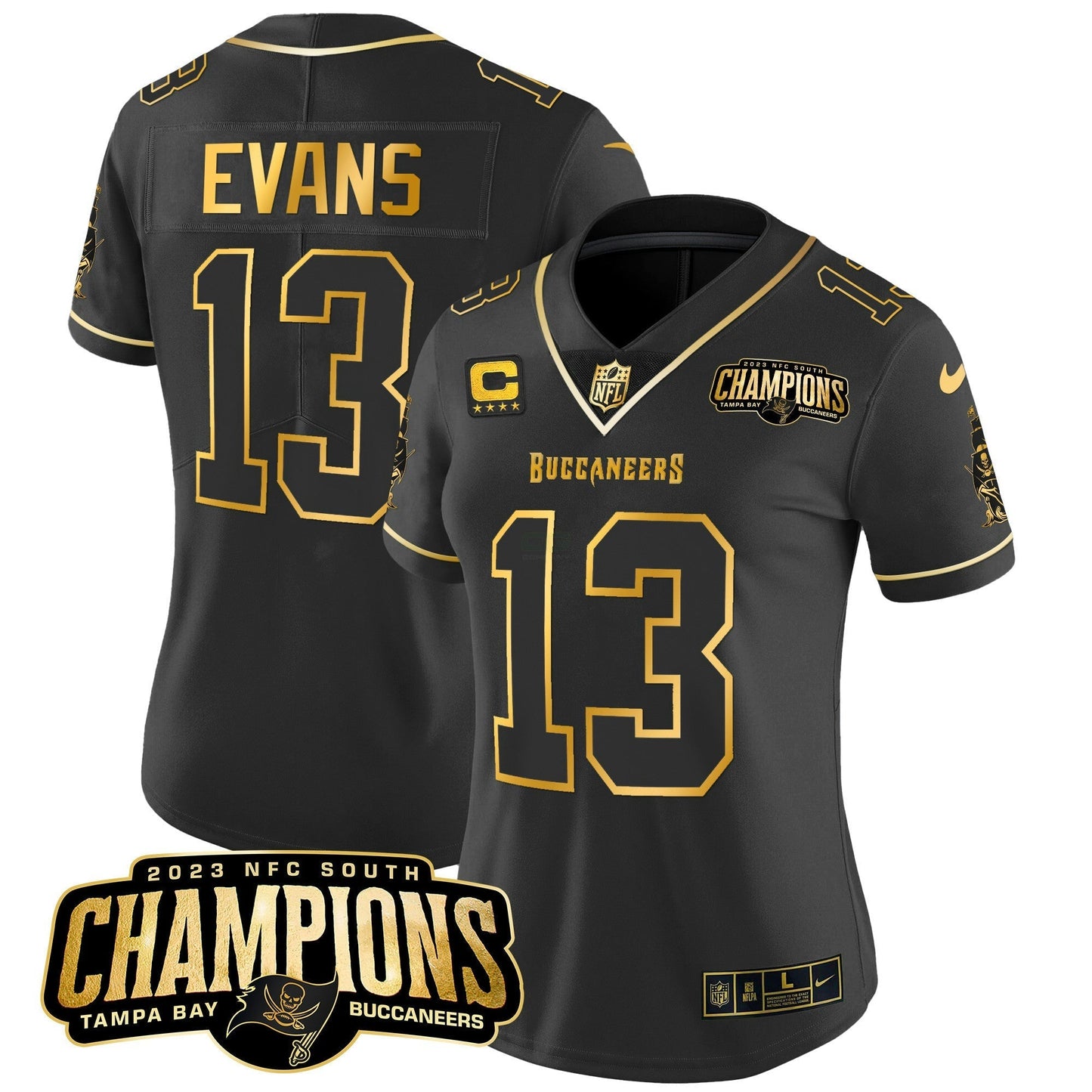 Camisa NFL Women’s 2023 NFC South Champions Patch Dourada Vapor Jersey