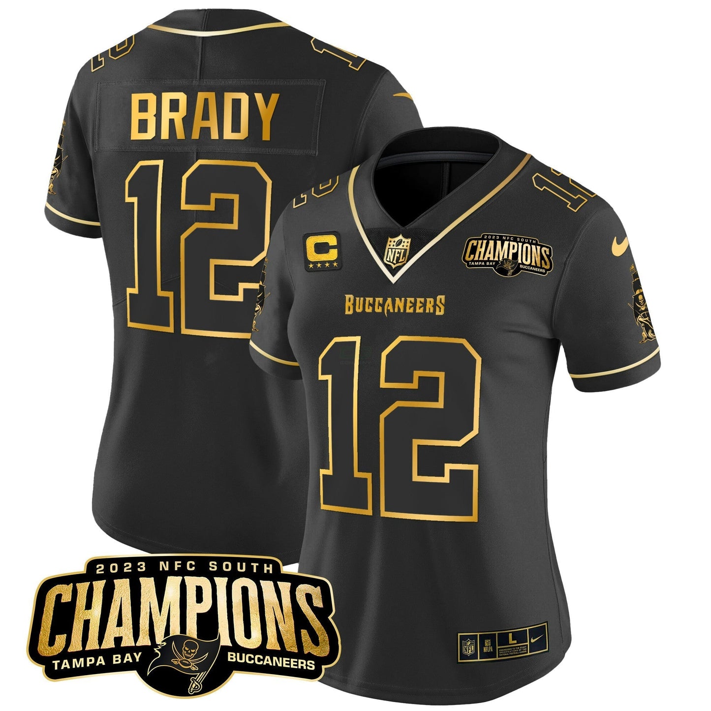 Camisa NFL Women’s 2023 NFC South Champions Patch Dourada Vapor Jersey