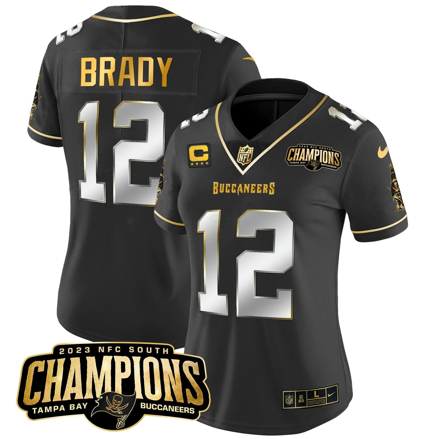 Camisa NFL Women’s 2023 NFC South Champions Patch Dourada Vapor Jersey