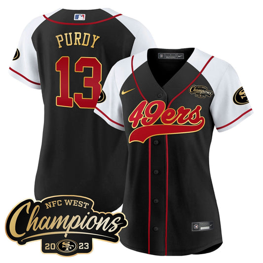 Camisa NFL Women’s 2023 NFC West Champions Baseball Gold Trim Jersey