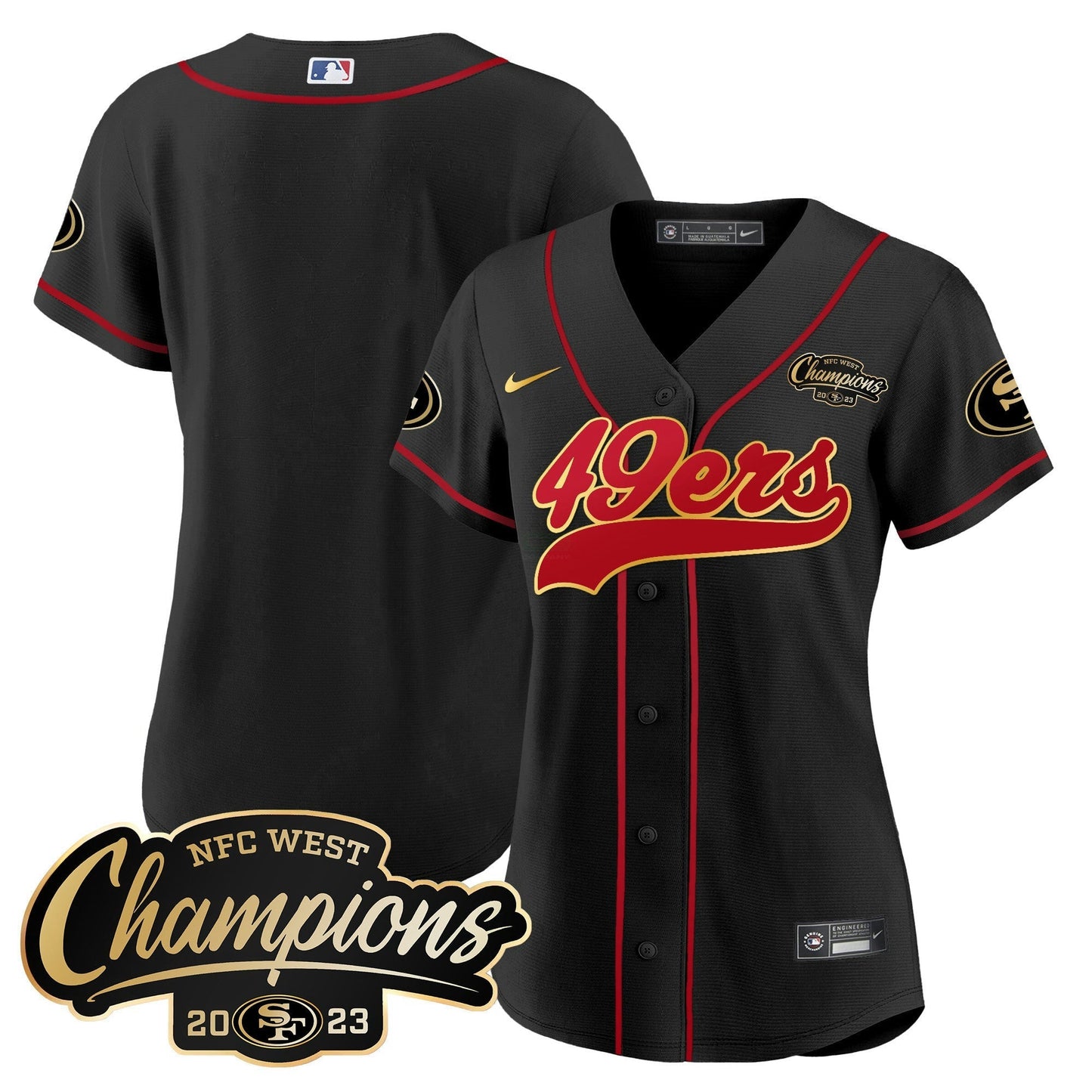 Camisa NFL Women’s 2023 NFC West Champions Baseball Gold Trim Jersey