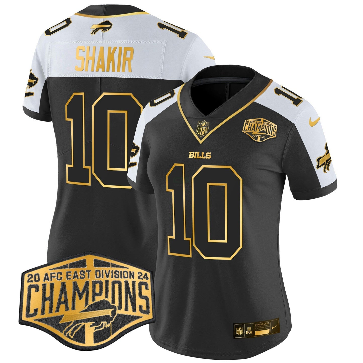 Camisa NFL Women’s 2024 AFC East Division Champions Dourada Vapor Limited Jersey
