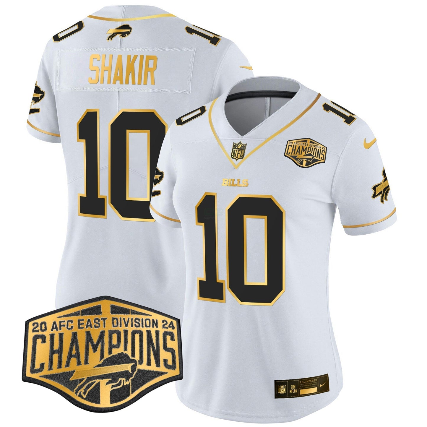 Camisa NFL Women’s 2024 AFC East Division Champions Dourada Vapor Limited Jersey