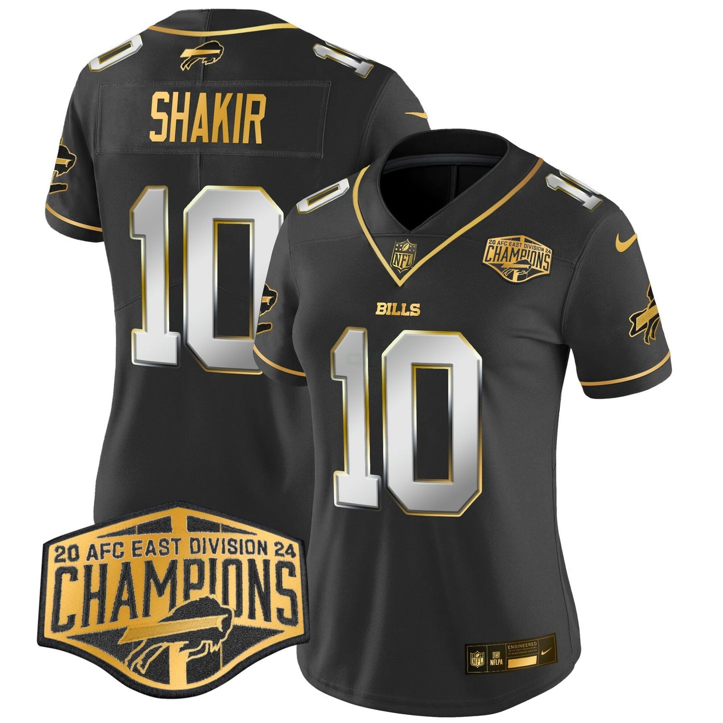 Camisa NFL Women’s 2024 AFC East Division Champions Dourada Vapor Limited Jersey