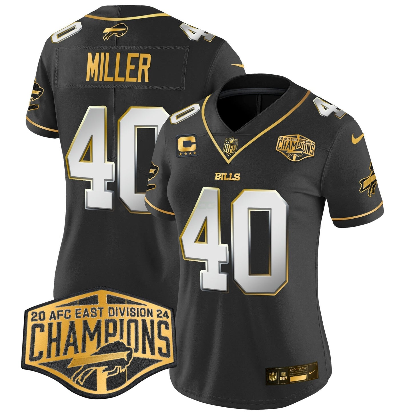 Camisa NFL Women’s 2024 AFC East Division Champions Dourada Vapor Limited Jersey