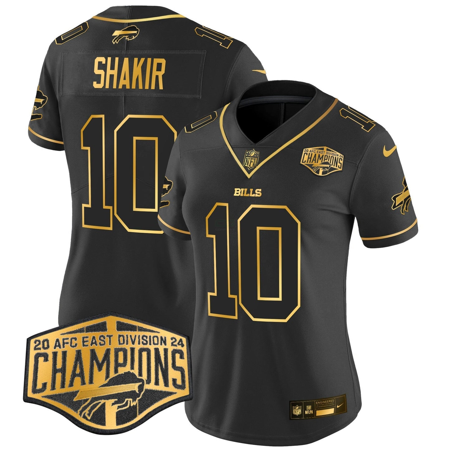 Camisa NFL Women’s 2024 AFC East Division Champions Dourada Vapor Limited Jersey