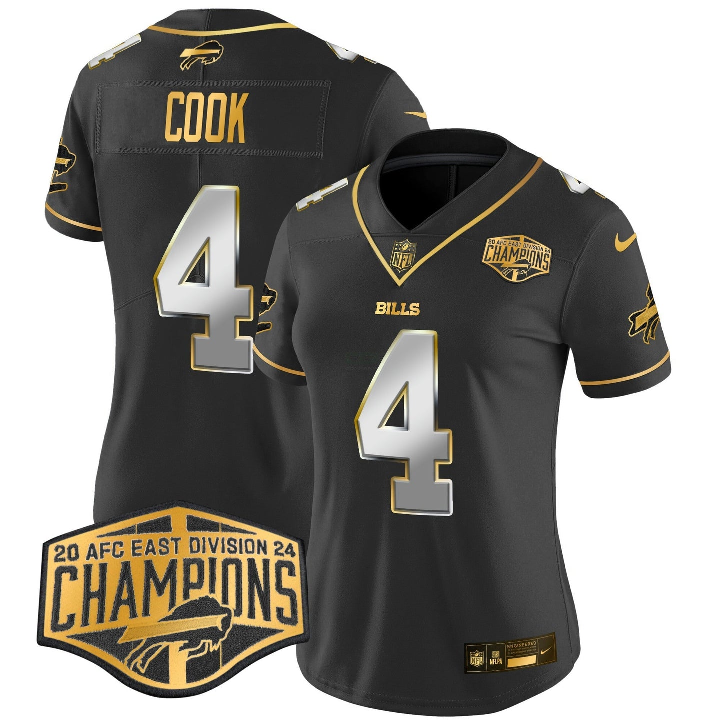Camisa NFL Women’s 2024 AFC East Division Champions Dourada Vapor Limited Jersey