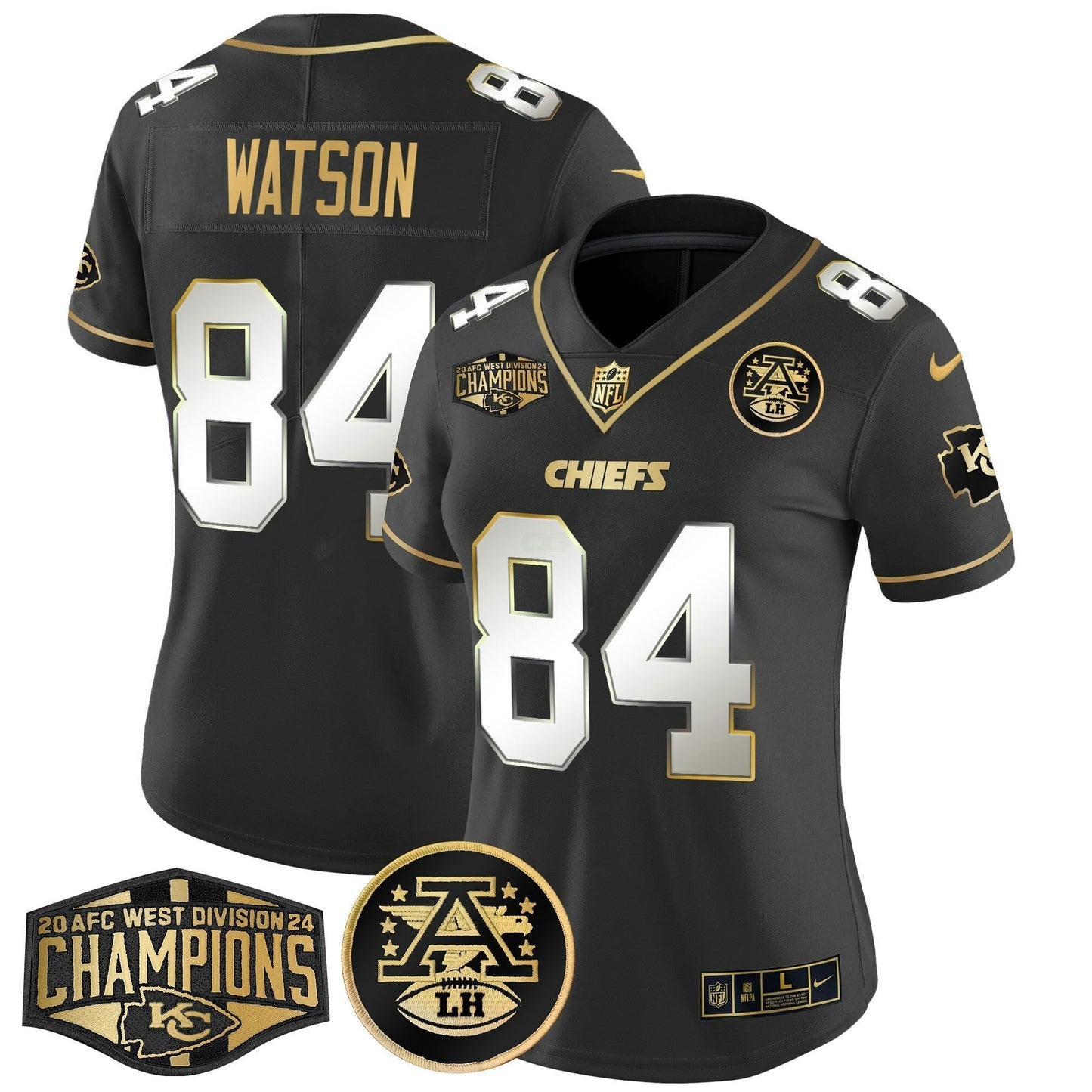 Camisa NFL Women’s 2024 AFC West Division Champions Patch Dourada Vapor Limited Jersey
