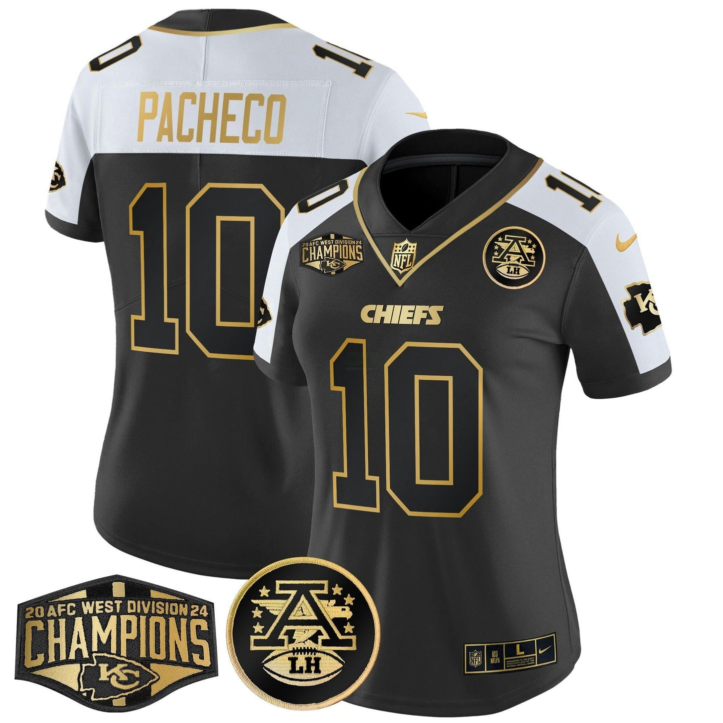 Camisa NFL Women’s 2024 AFC West Division Champions Patch Dourada Vapor Limited Jersey
