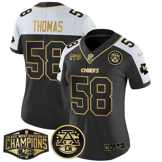 Camisa NFL Women’s 2024 AFC West Division Champions Patch Dourada Vapor Limited Jersey