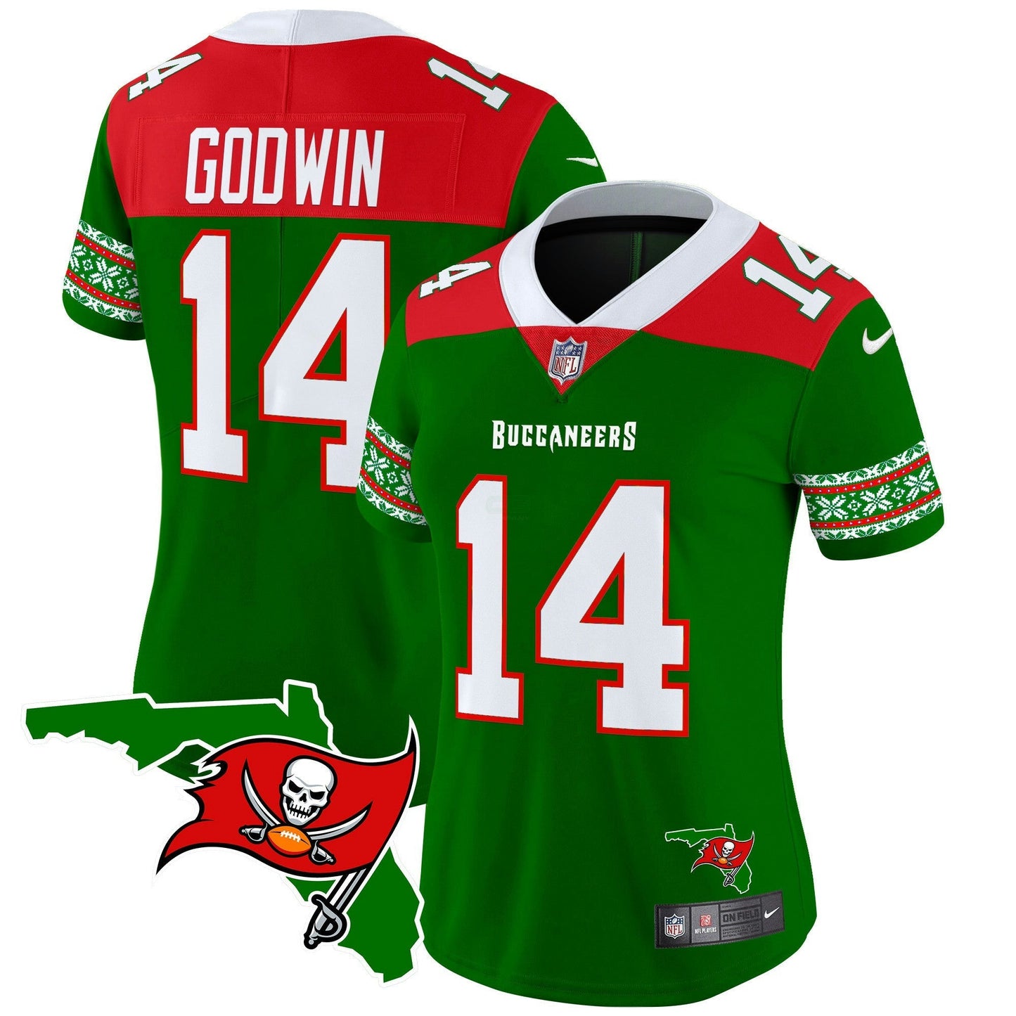 Camisa NFL Tampa Bay Buccaneers Women’s 2024 Christmas Vapor Limited Jersey