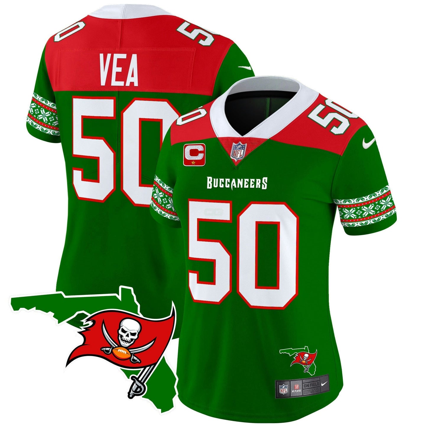 Camisa NFL Tampa Bay Buccaneers Women’s 2024 Christmas Vapor Limited Jersey