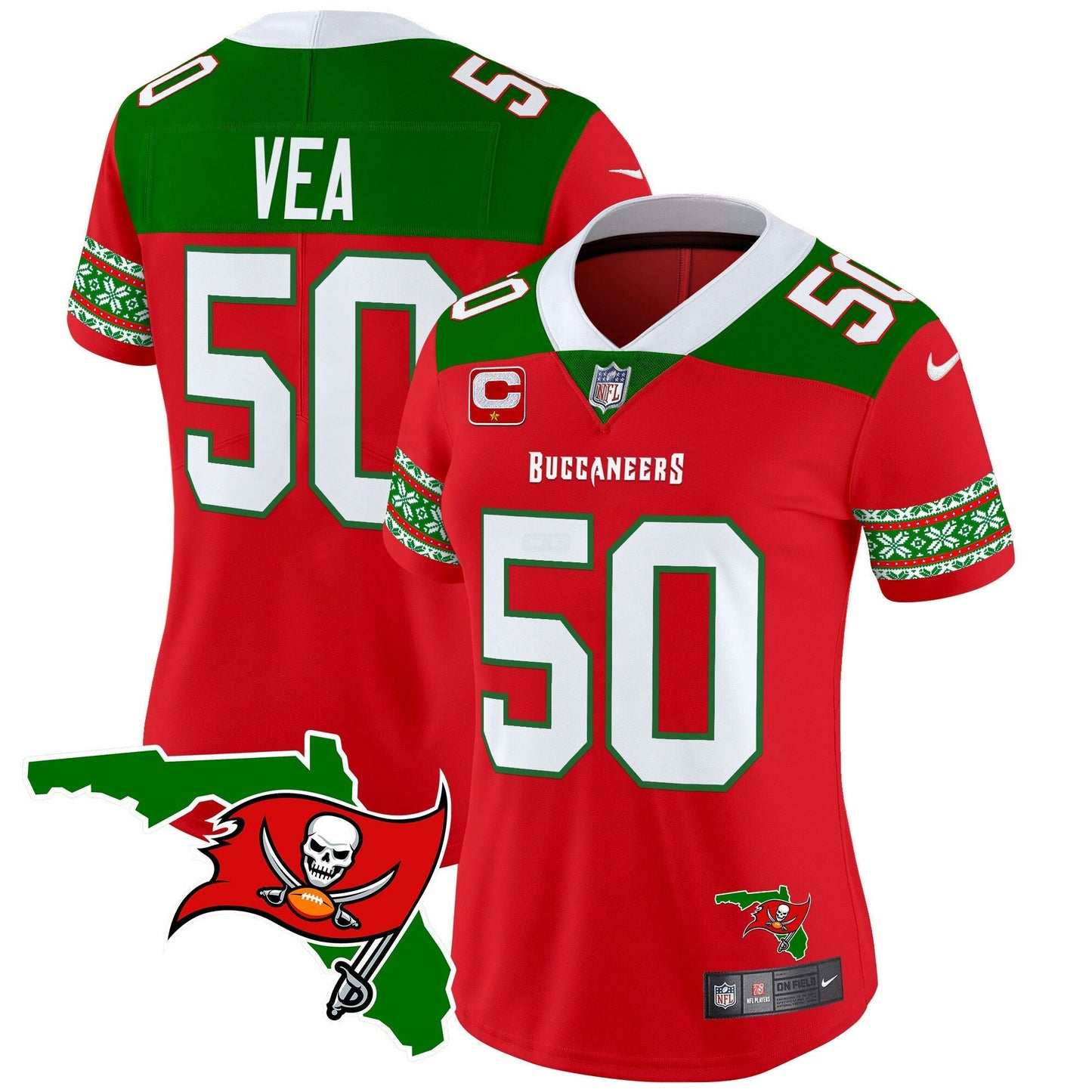 Camisa NFL Tampa Bay Buccaneers Women’s 2024 Christmas Vapor Limited Jersey
