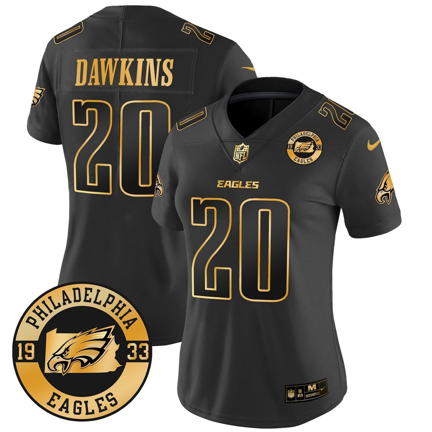 Camisa NFL Women’s 2024 Dourada Vapor Limited Jersey – Est. 1933 Patch