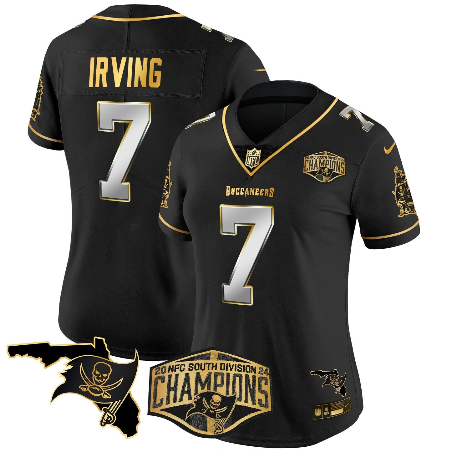 Camisa NFL Women’s 2024 NFC South Division Champions Patch Dourada Vapor Limited Jersey