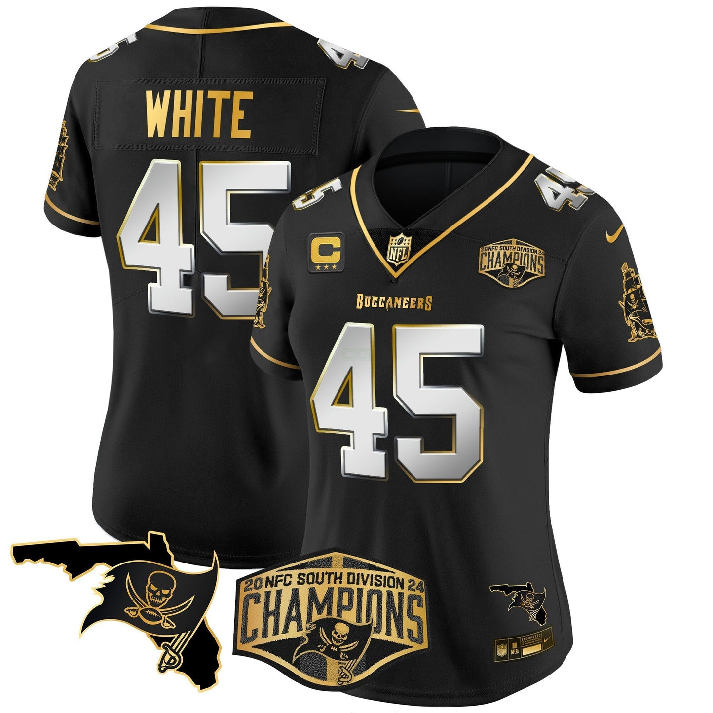 Camisa NFL Women’s 2024 NFC South Division Champions Patch Dourada Vapor Limited Jersey
