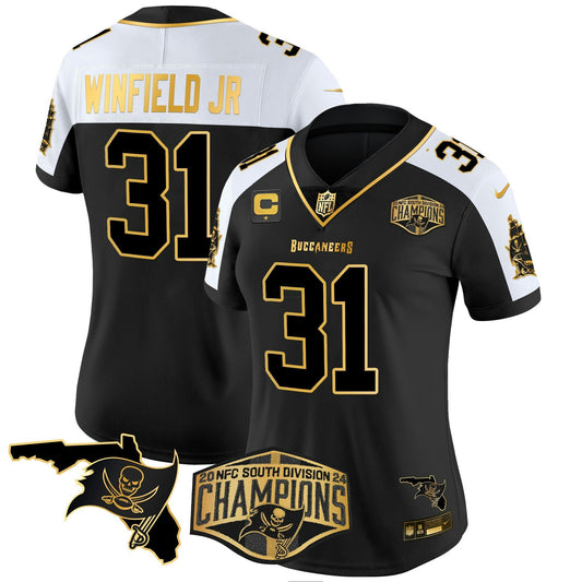 Camisa NFL Women’s 2024 NFC South Division Champions Patch Dourada Vapor Limited Jersey