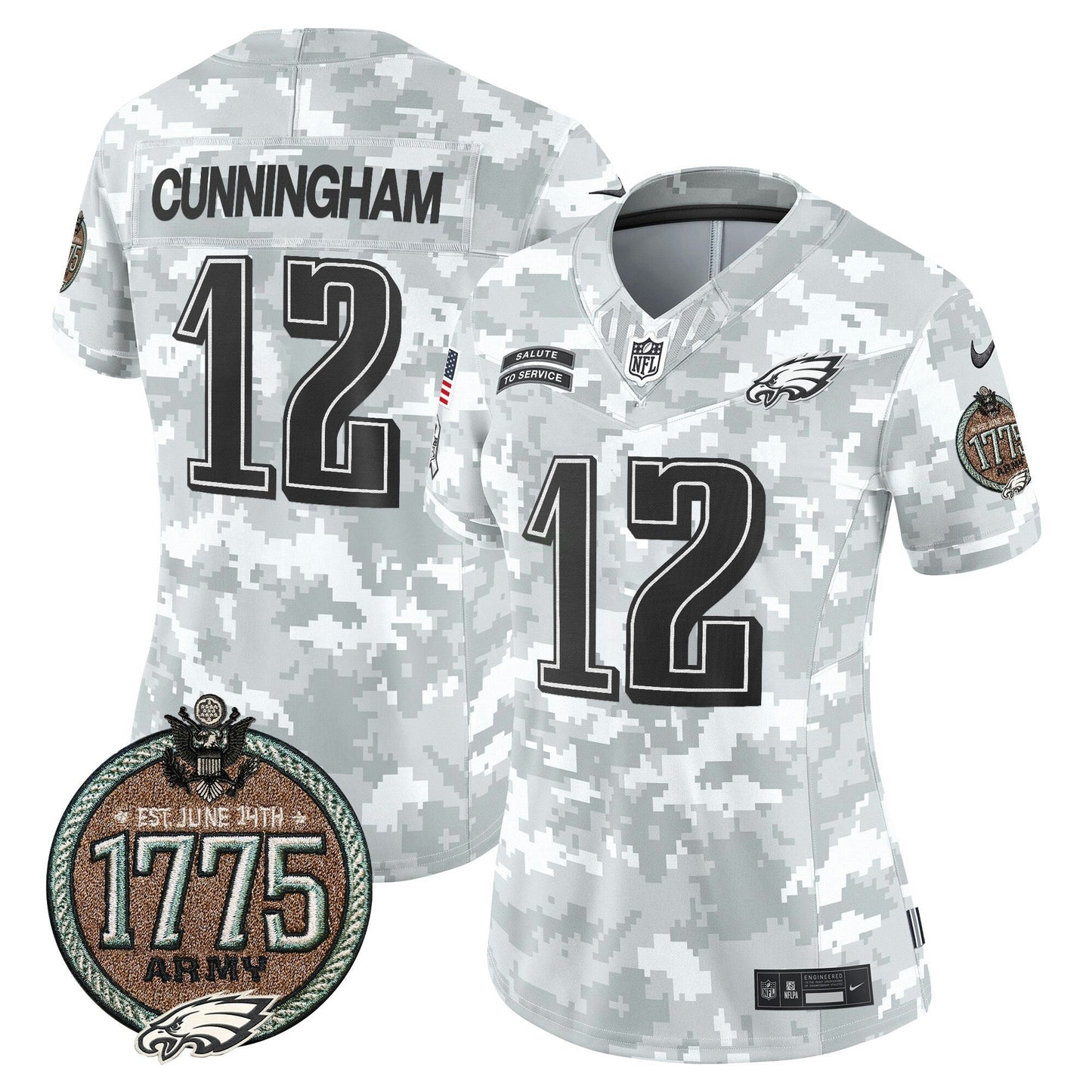 Camisa NFL Philadelphia Eagles Women’s 2024 Salute to Service Establishment Year Patch Vapor Limited Jersey