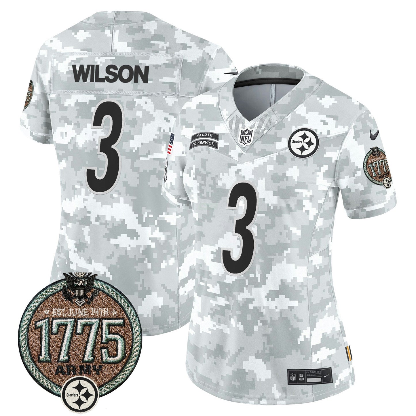 Camisa NFL Pittsburgh Steelers Women’s 2024 Salute to Service Establishment Year Patch Vapor Limited Jersey