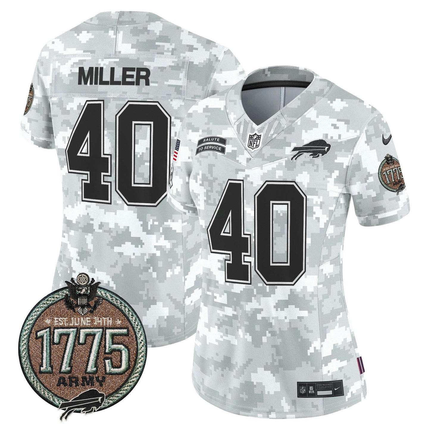 Camisa NFL Buffalo Bills Women’s 2024 Salute to Service Establishment Year Patch Vapor Limited Jersey