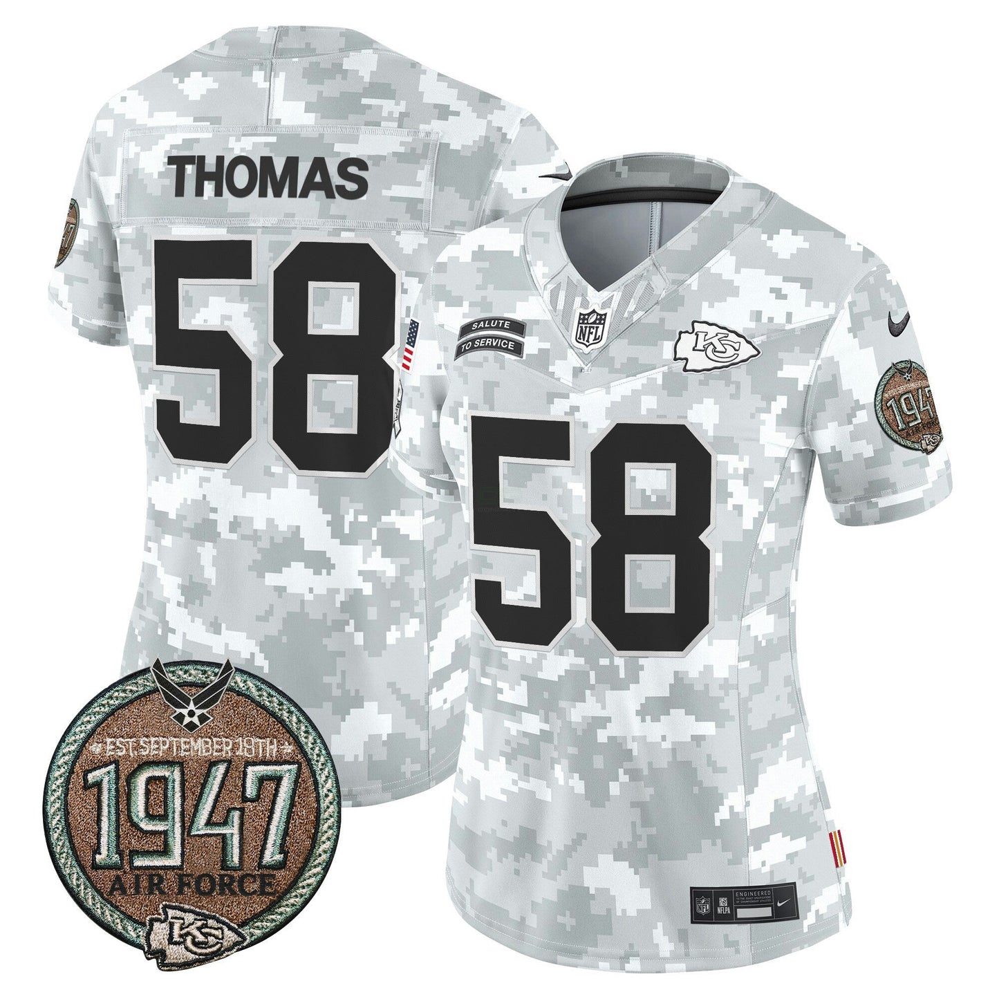 Camisa NFL Kansas City Chiefs Women’s 2024 Salute to Service Establishment Year Patch Vapor Limited Jersey