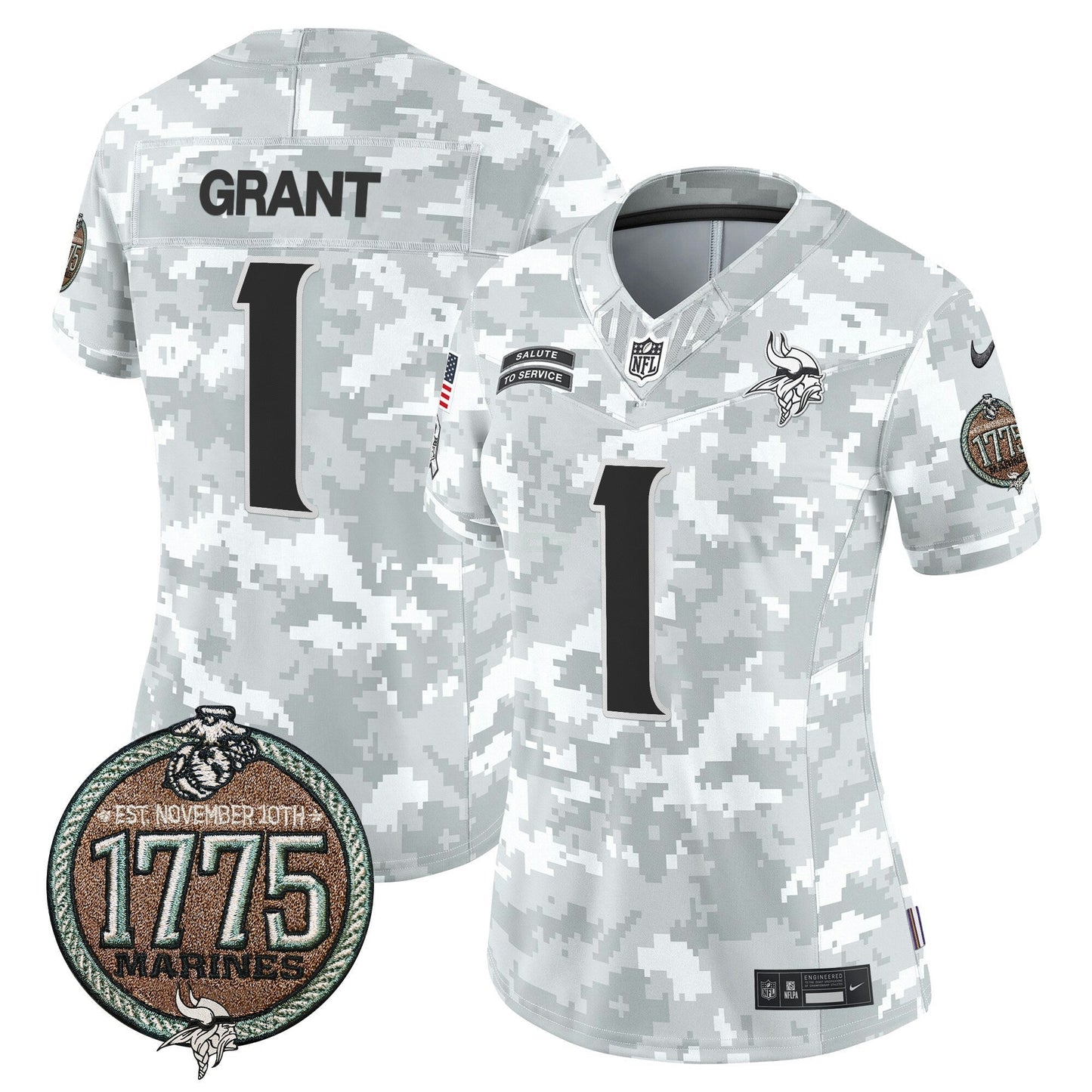 Camisa NFL Minnesota Vikings Women’s 2024 Salute to Service Establishment Year Patch Vapor Limited Jersey