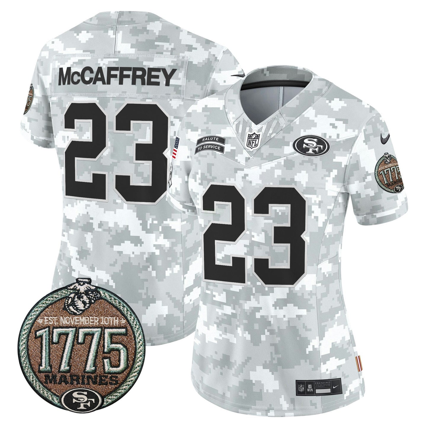 Camisa NFL San Francisco 49ers Women’s 2024 Salute to Service Establishment Year Patch Vapor Limited Jersey