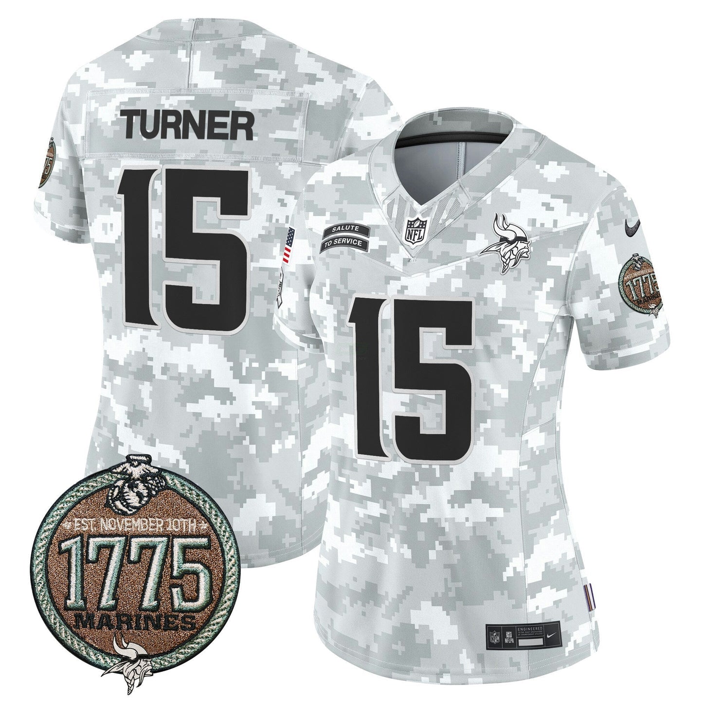 Camisa NFL Minnesota Vikings Women’s 2024 Salute to Service Establishment Year Patch Vapor Limited Jersey