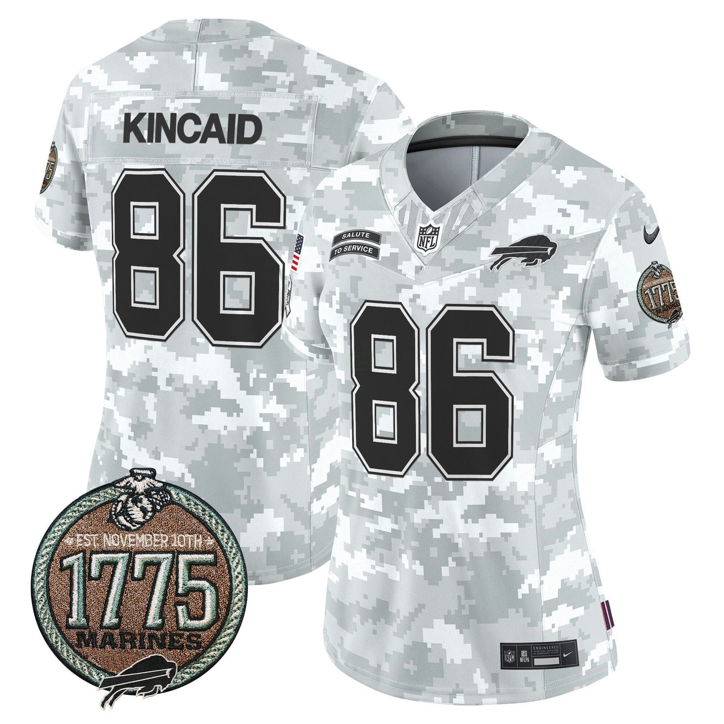 Camisa NFL Buffalo Bills Women’s 2024 Salute to Service Establishment Year Patch Vapor Limited Jersey