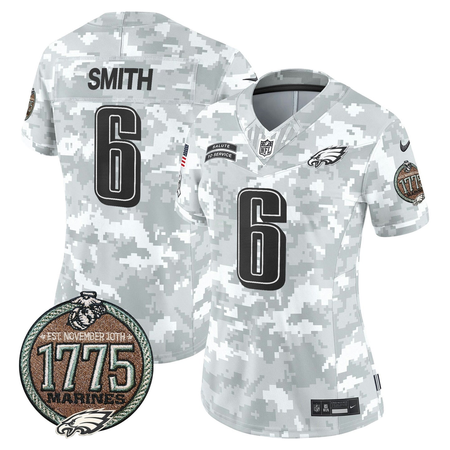 Camisa NFL Philadelphia Eagles Women’s 2024 Salute to Service Establishment Year Patch Vapor Limited Jersey