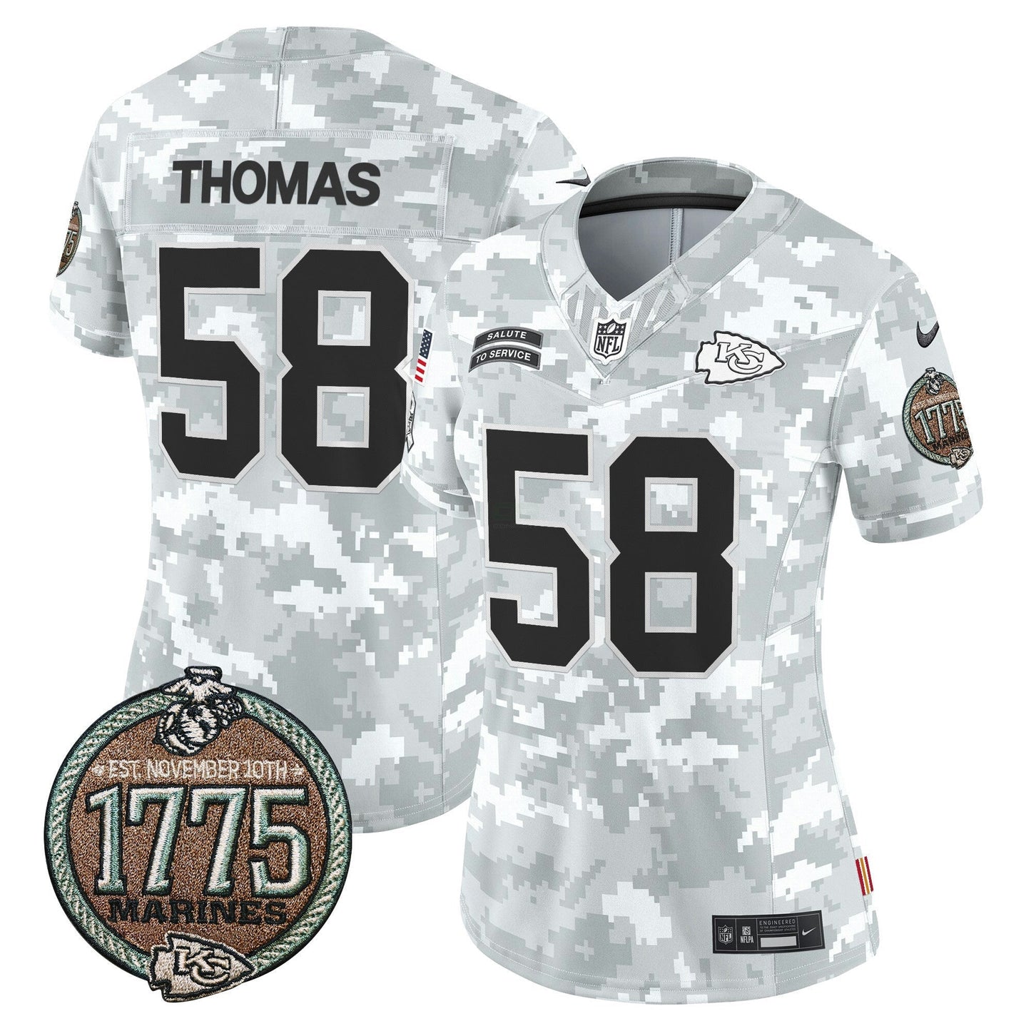 Camisa NFL Kansas City Chiefs Women’s 2024 Salute to Service Establishment Year Patch Vapor Limited Jersey