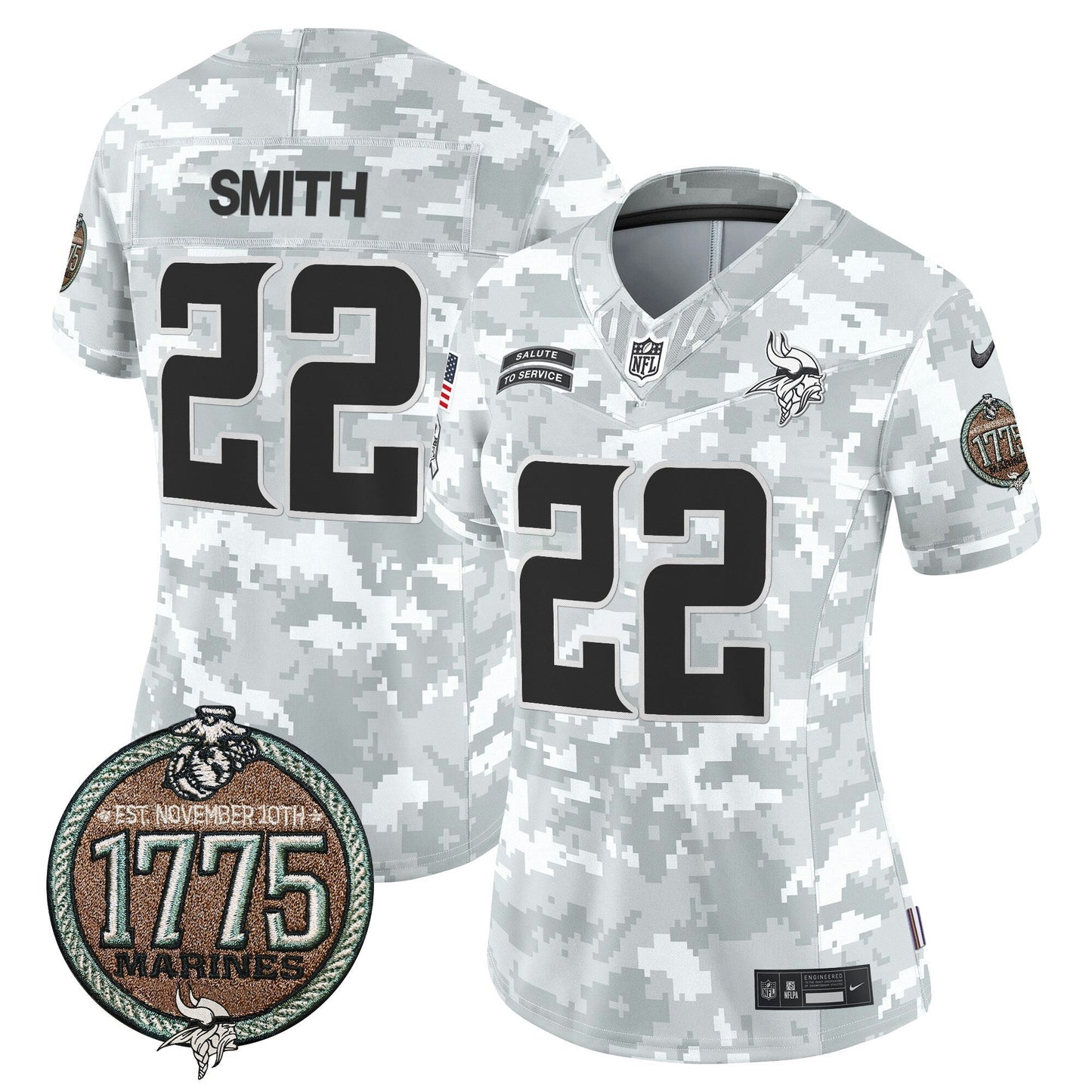 Camisa NFL Minnesota Vikings Women’s 2024 Salute to Service Establishment Year Patch Vapor Limited Jersey