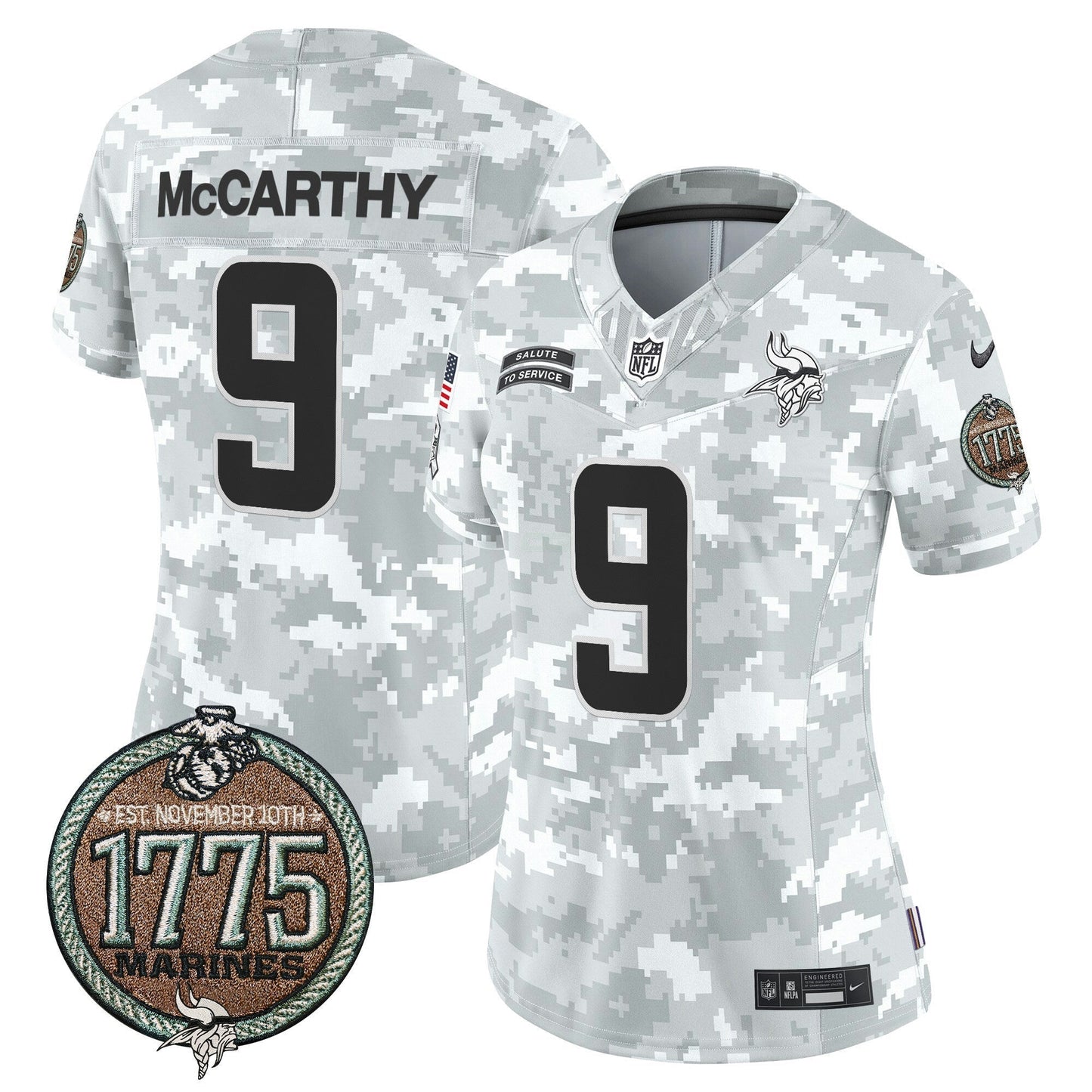 Camisa NFL Minnesota Vikings Women’s 2024 Salute to Service Establishment Year Patch Vapor Limited Jersey