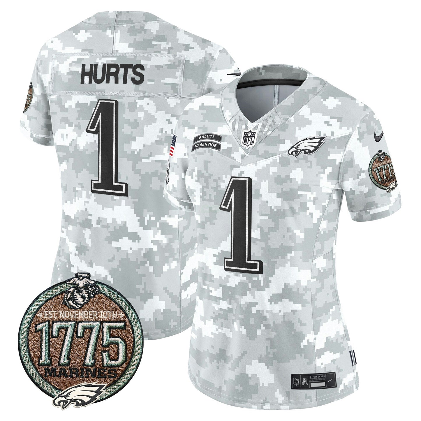 Camisa NFL Philadelphia Eagles Women’s 2024 Salute to Service Establishment Year Patch Vapor Limited Jersey