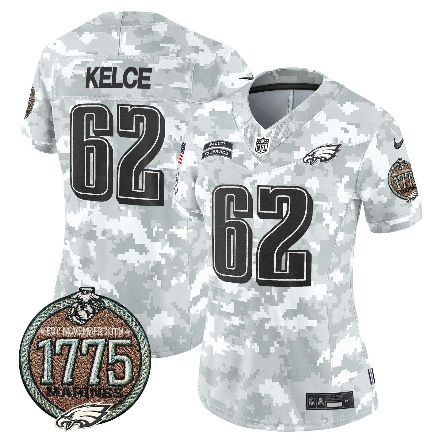 Camisa NFL Philadelphia Eagles Women’s 2024 Salute to Service Establishment Year Patch Vapor Limited Jersey