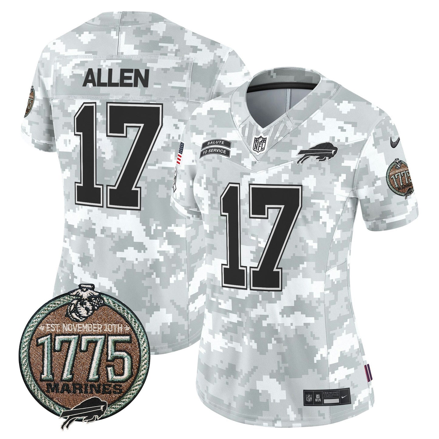 Camisa NFL Buffalo Bills Women’s 2024 Salute to Service Establishment Year Patch Vapor Limited Jersey