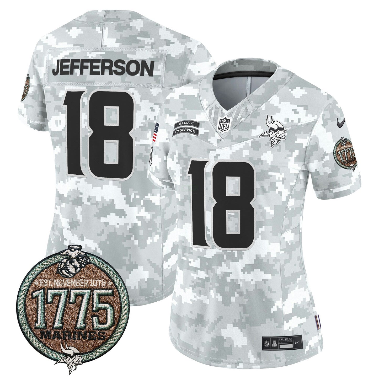 Camisa NFL Minnesota Vikings Women’s 2024 Salute to Service Establishment Year Patch Vapor Limited Jersey