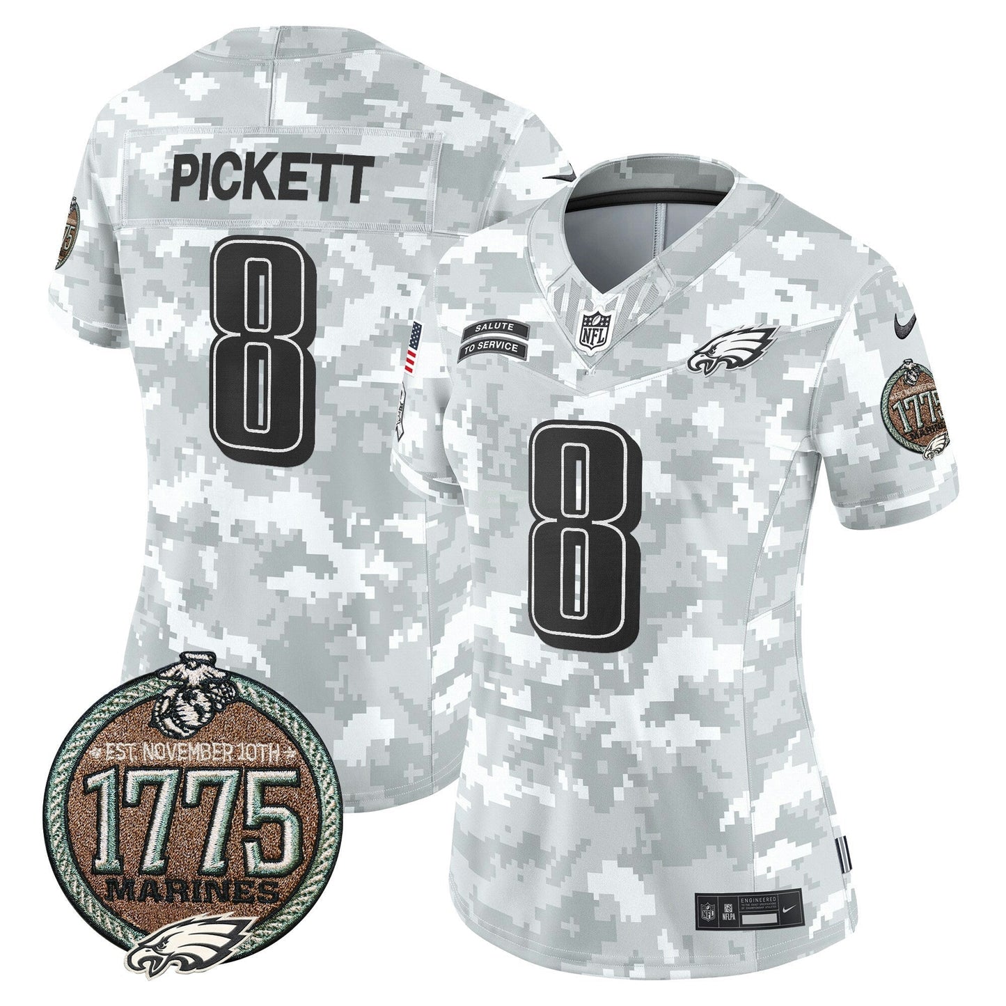 Camisa NFL Philadelphia Eagles Women’s 2024 Salute to Service Establishment Year Patch Vapor Limited Jersey
