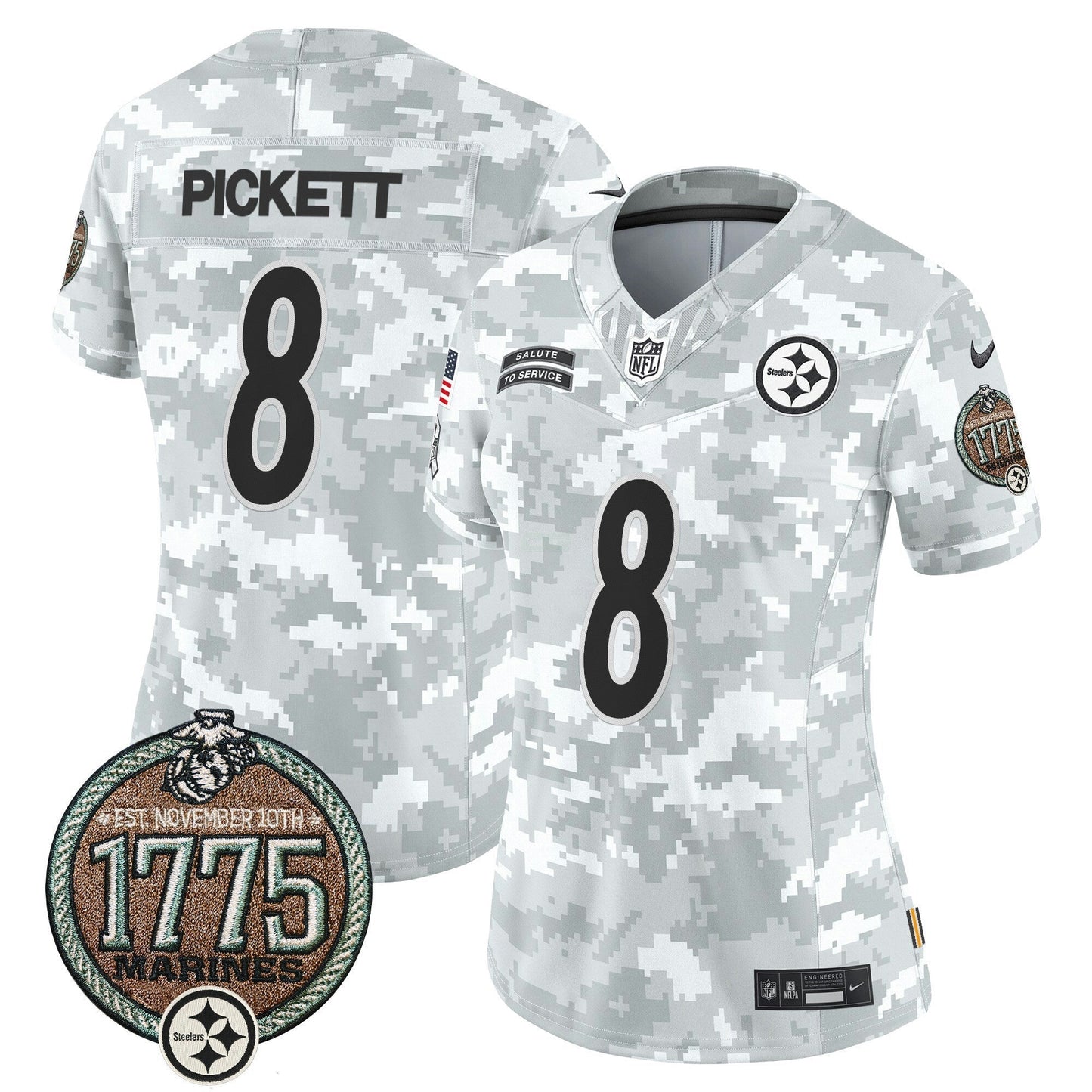 Camisa NFL Pittsburgh Steelers Women’s 2024 Salute to Service Establishment Year Patch Vapor Limited Jersey