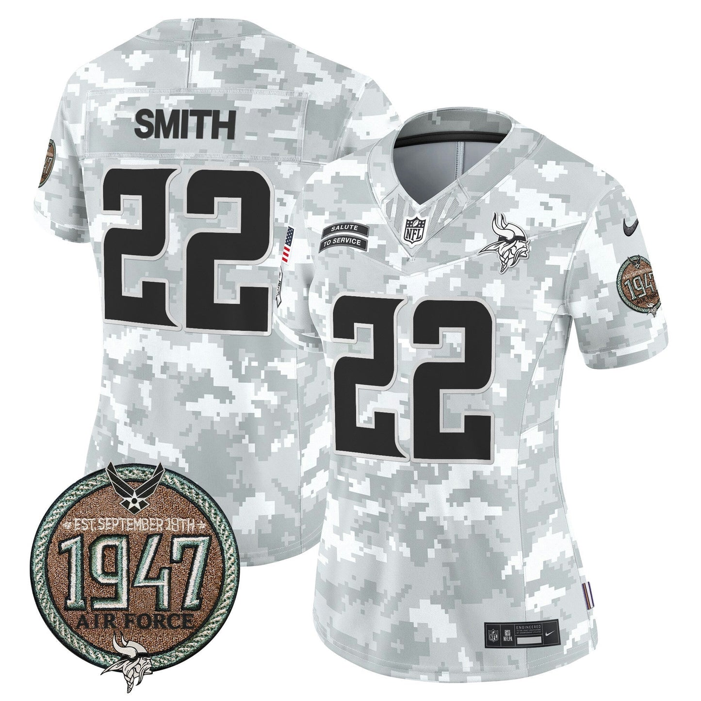 Camisa NFL Minnesota Vikings Women’s 2024 Salute to Service Establishment Year Patch Vapor Limited Jersey
