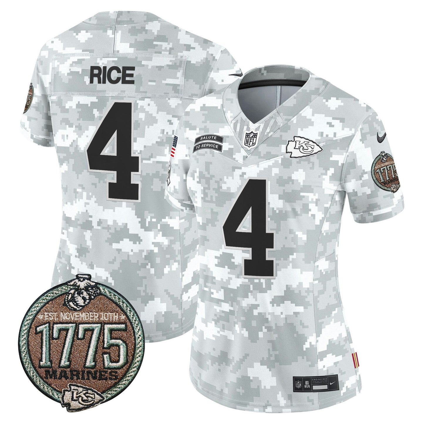 Camisa NFL Kansas City Chiefs Women’s 2024 Salute to Service Establishment Year Patch Vapor Limited Jersey